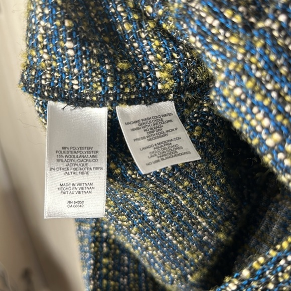 🆕 QMack Tweed Jacket Blazer with Fringe Trim in Blue Multi, Size small - Picture 8 of 9